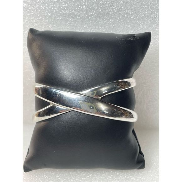 Vintage James Avery Solid 925 Sterling Silver Crossover Infinity Design Cuff Ban - Picture 1 of 11